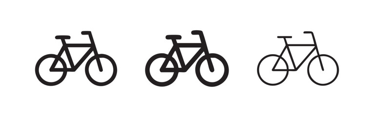 Fototapeta premium Bicycle Icon Set: Solid, Filled Outline, Outline