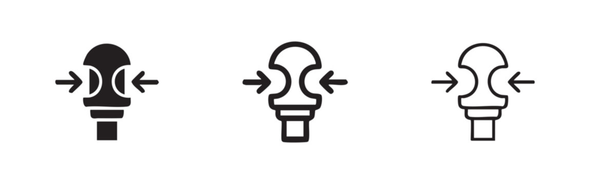 Compress or squeeze icon set with arrows, Pressure and reduction symbol, Data compression vector illustration.