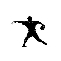 Fototapeta premium Baseball Pitcher Silhouette - Dynamic Action Shot of Athlete Throwing Ball