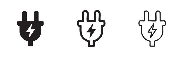 Naklejka na ściany i meble Electric Power Plug Icon - Electricity, Energy and Charging Symbol
