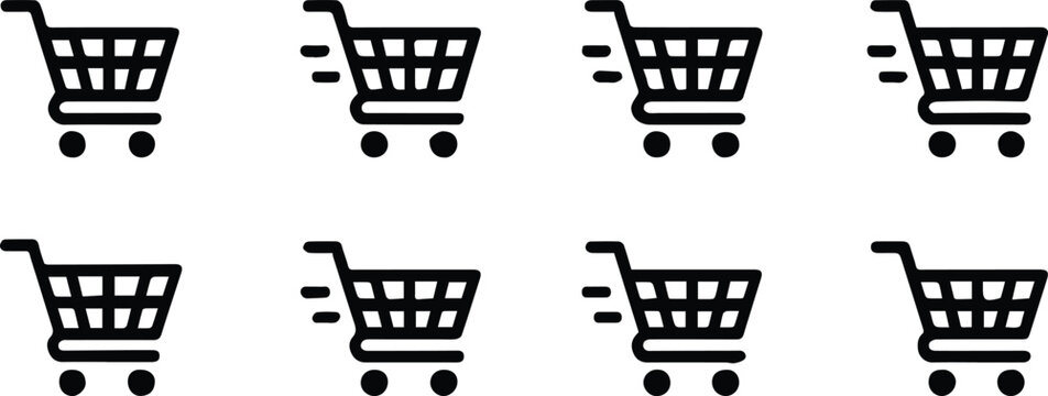 cart shopping icon pattern with repeating outlines for ecommerce and retail branding background