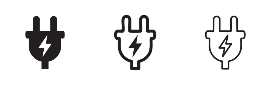 Electric Power Plug Icon - Electricity, Energy and Charging Symbol
