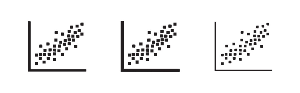 Scatter Plot Icon Set: Solid, Outline and Dual Line Styles