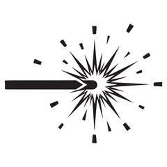 Laser beam hitting target with sparks and starburst effect vector icon for industrial manufacturing and safety signage © Zulfa