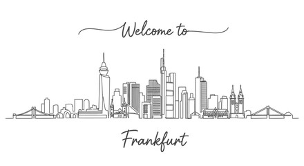 Fototapeta premium Frankfurt Skyline Illustration: Welcome to Cityscape Art