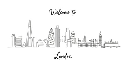 Fototapeta premium London Skyline Drawing - Cityscape Art - Welcome to London