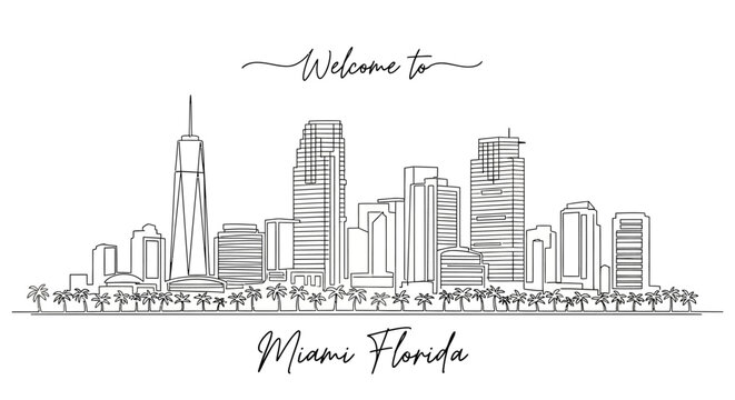 Miami Florida Skyline Drawing - Welcome To Cityscape Illustration