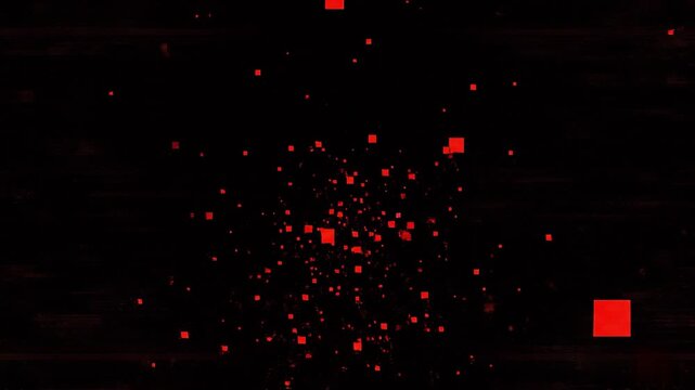 Red Pixel Glitch Impact Explosion VFX on Black Background