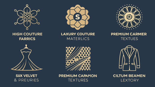 Fashion design elements with luxury fabrics and textures for highend clothing