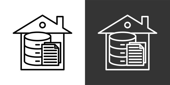 Data Warehouse Black And White Icon Set Collection Pack Vector Illustration