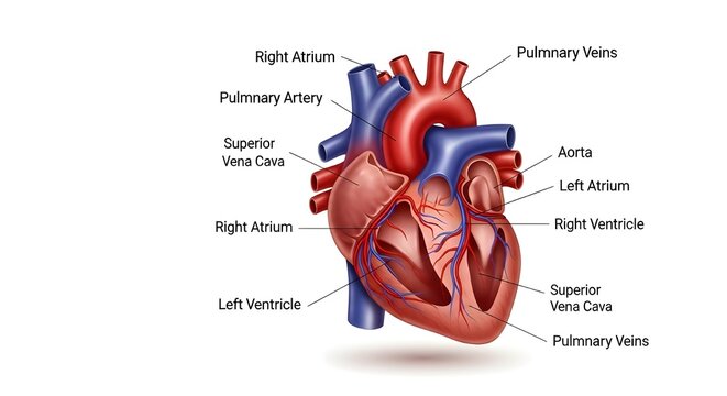 Realistic Human Heart Cross Section Anatomy Illustration