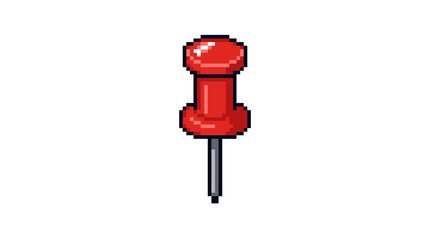 Fototapeta premium Pixel Art Red Push Pin Icon Isolated.