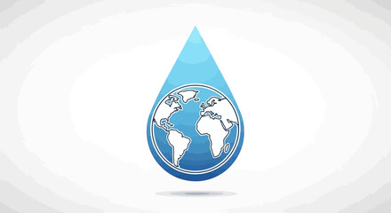 Obraz premium Earth Globe Inside Water Drop Icon, Global Water Conservation Concept