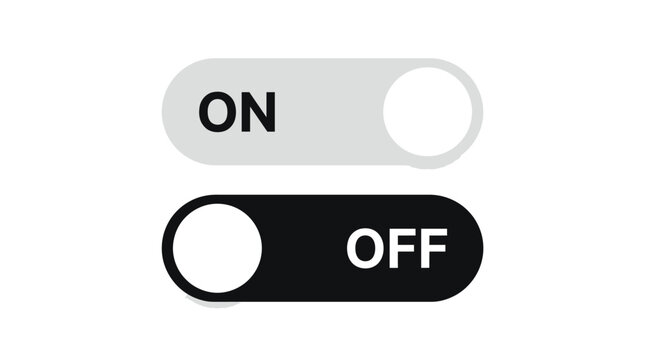 Digital interface toggle switch showing both the ON and OFF states clearly presented for easy selection and control