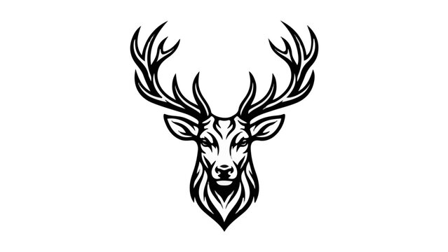 Stylized Deer Head with Antlers Vector