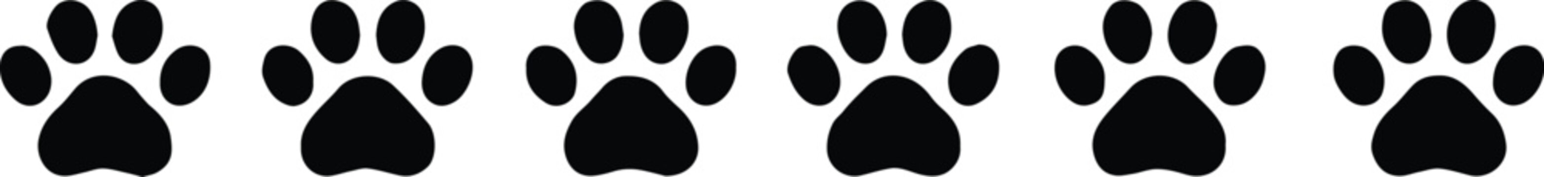 paw prints seamless pattern with bold outlines and repeating footprints for vector design