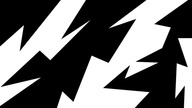 Abstract black and white background with dynamic sharp lightning bolt shapes. Monochromatic geometric pattern graphic for edgy modern design backdrops.