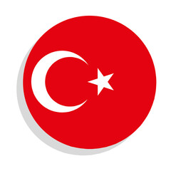Obraz premium Turkey Round Flag isolated vector icon, Turkish Republic Circle Icon, Crescent and Star National Emblem, Turkish Flag Button. National flag of Turkey, Türkiye