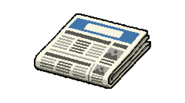 Folded Newspaper with Blue Header and Text.