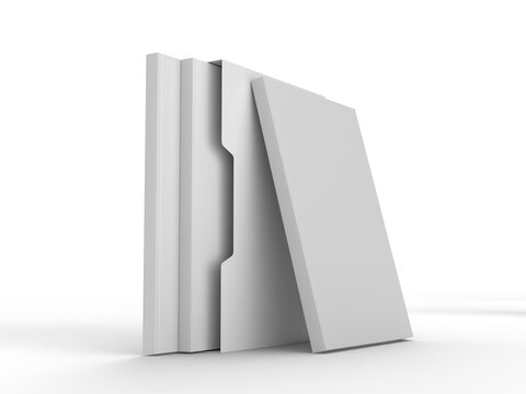 Slipcase book mockup with clean white hardcover packaging on background. Professional branding template ideal for publishing, portfolio presentation, product showcase, ads and print design. 3D render