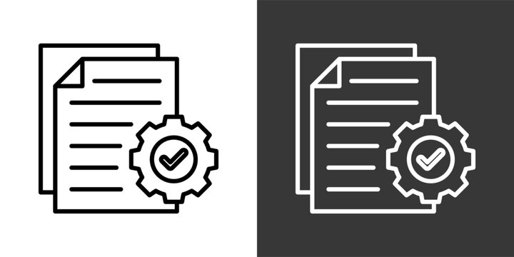 Execute Black And White Icon Set Collection Pack Vector Illustration