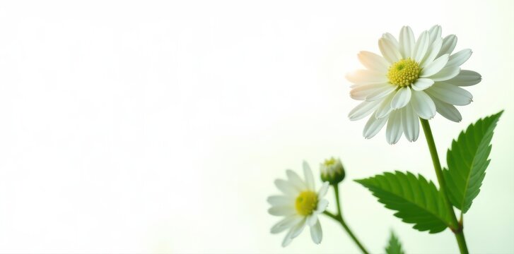 Edelweiss plant, stem, green leaves, isolated , swiss alps, blossom