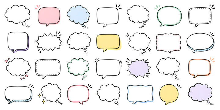 28 Cute Comic Speech Bubble Designs Set