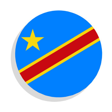 Flag of the Democratic Republic of the Congo. Democratic Republic of Congo flag icon, badge or button. Flag of DR Congo, Congo-Kinshasa flag, or RDC (R&eacute;publique d&eacute;mocratique du Congo) flag.