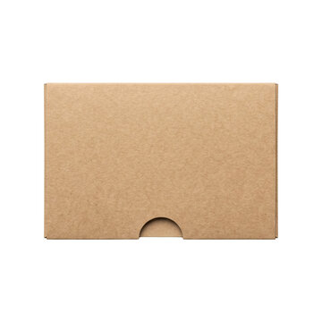 Closed brown craft paper box with thumb notch mockup