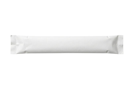 Blank white paper stick sachet packaging mockup