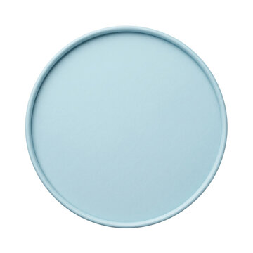 Blank pastel blue round paper gift box lid mockup