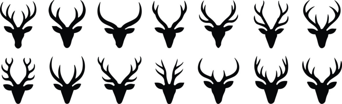 antler silhouette vector pattern with repeated horn shapes for backgrounds and decorative design
