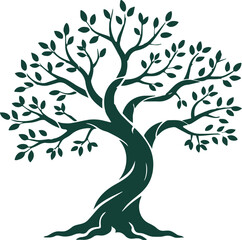 Fototapeta premium tree nature icon with leafy branches and detailed roots for eco, growth, and woodland design