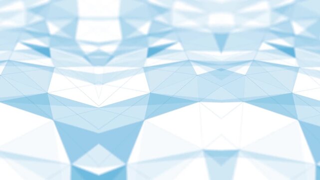 Blue white wavy triangle shapes pattern loop slow motion background.