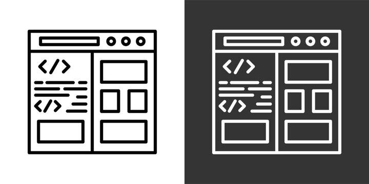 Programing Black And White Icon Set Collection Pack Vector Illustration
