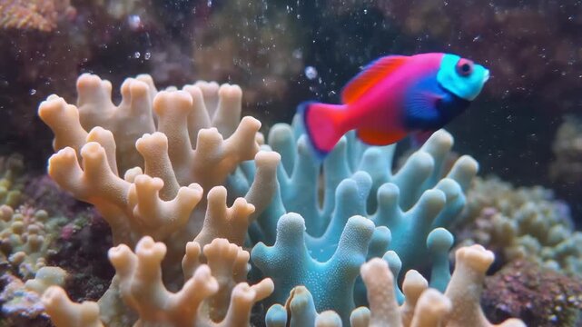Vibrant Underwater Coral Reef with Tropical Fish 4K Generative AI