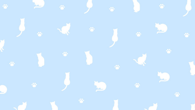 猫 シンプル パターン シルエット 動物 配信 サムネイル バナー デザイン 背景 イラスト 
