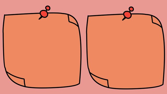 Orange sticky notes pinned to a wall, perfect for reminders, notes, or brainstorming ideas