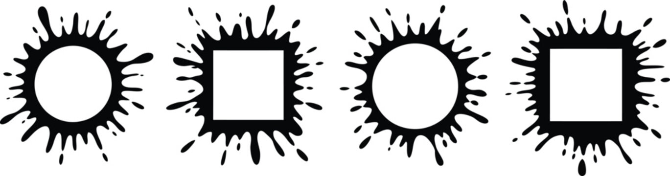 arrows hand drawn doodle set with sunburst circles and stop squares for icons and stickers