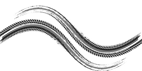 Black tire tread marks, wheel texture, tire marks - auto racing, motocross, drift, rally, off-road, and more. modern © Hendra