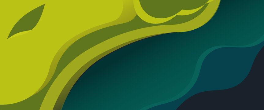 Abstract yellow and green wave 3d overlap background. Vector abstract graphic design banner pattern presentation background wallpaper web template.