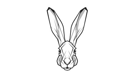 Obraz premium Stylized Rabbit Head Silhouette Icon, Vector Line Art