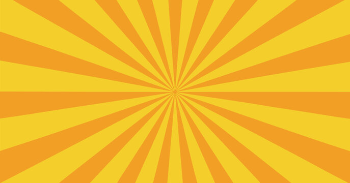Sunburst Background with Bursting Sun Rays, Radial Sunset Beams, Retro Radiating Strips, Sun Ray Streak Lines Vector Illustration.