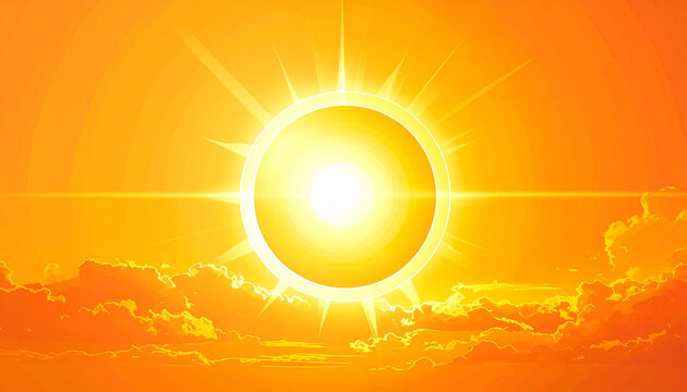 Sun shining brightly in the sky with clouds