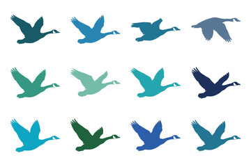 Fototapeta premium Flying Goose Silhouette Collection with Migratory Bird Wildlife Elements for Nature and Graphic Design Projects