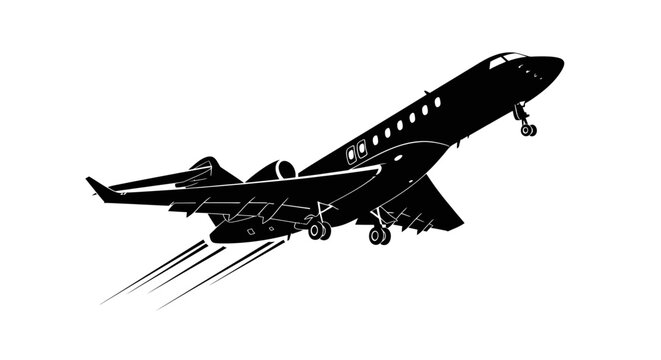 Silhouette of a Private Jet Taking Off