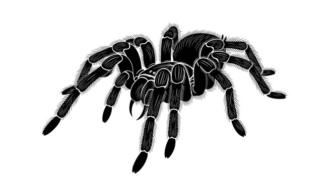 Tarantula Spider Silhouette Illustration, Hairy Arachnid Insect