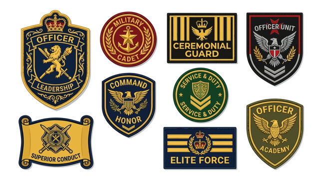 Military Patches & Badges: Officer, Cadet, Guard, Elite Force Collection