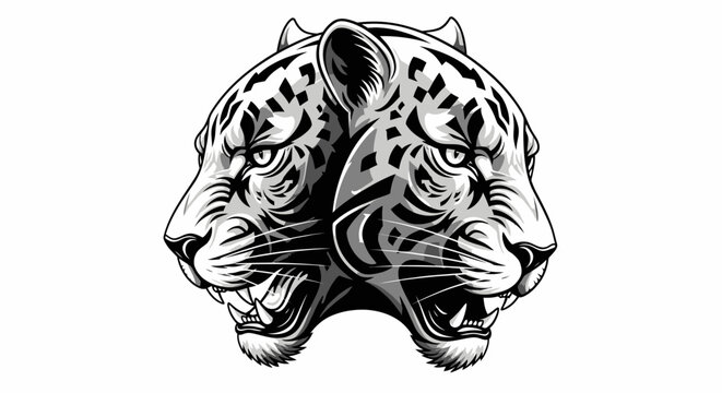 Two-headed Jaguar Emblem - Fierce Animal Graphic