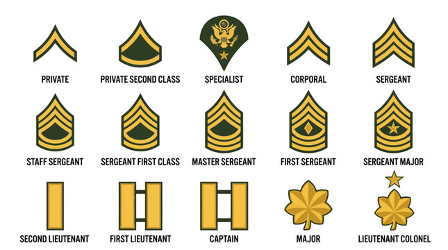 US Army Rank Insignia Chart - Enlisted and Officer Ranks